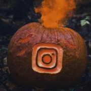 Instagram logo on a smoking pumpkin Instagram logo on a smoking pumpkin