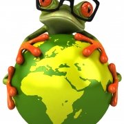 Frog holding the globe Frog holding the globe